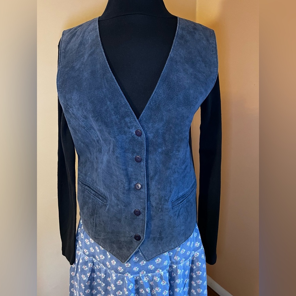 Vintage 90’s Navy Suede Button Vest